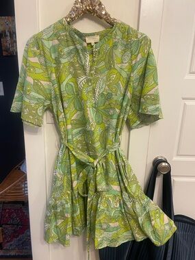 Green Floral Women's Dress L